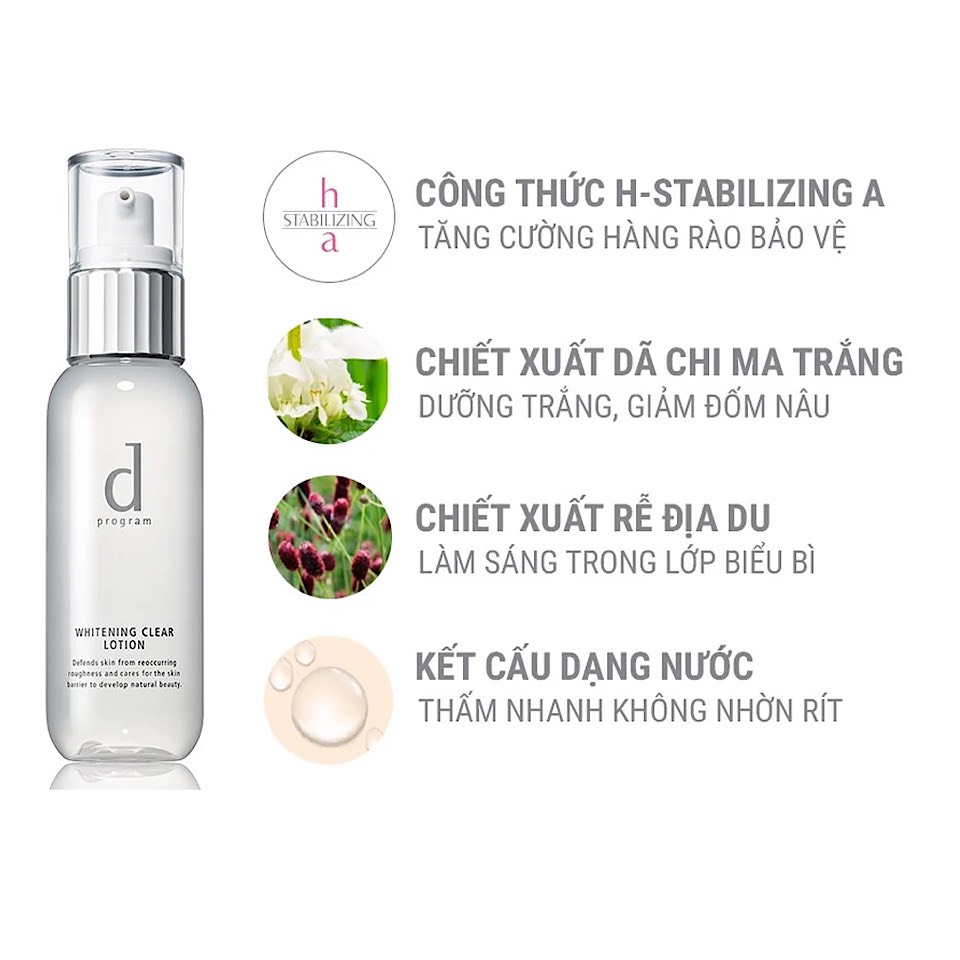 Nước Cân Bằng Dưỡng Trắng Da D Program Whitening Clear Lotion 125Ml